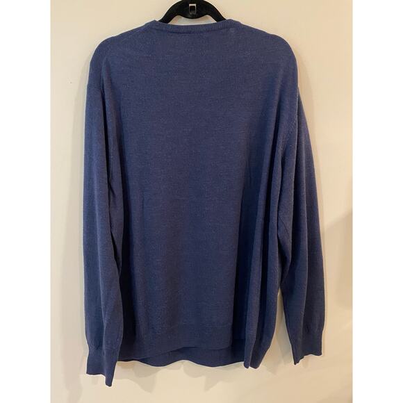 Jos. A. Bank Men's Sweater 3XB V-Neck Blue 100% Italian Merino Wool Pullover - Picture 2 of 7